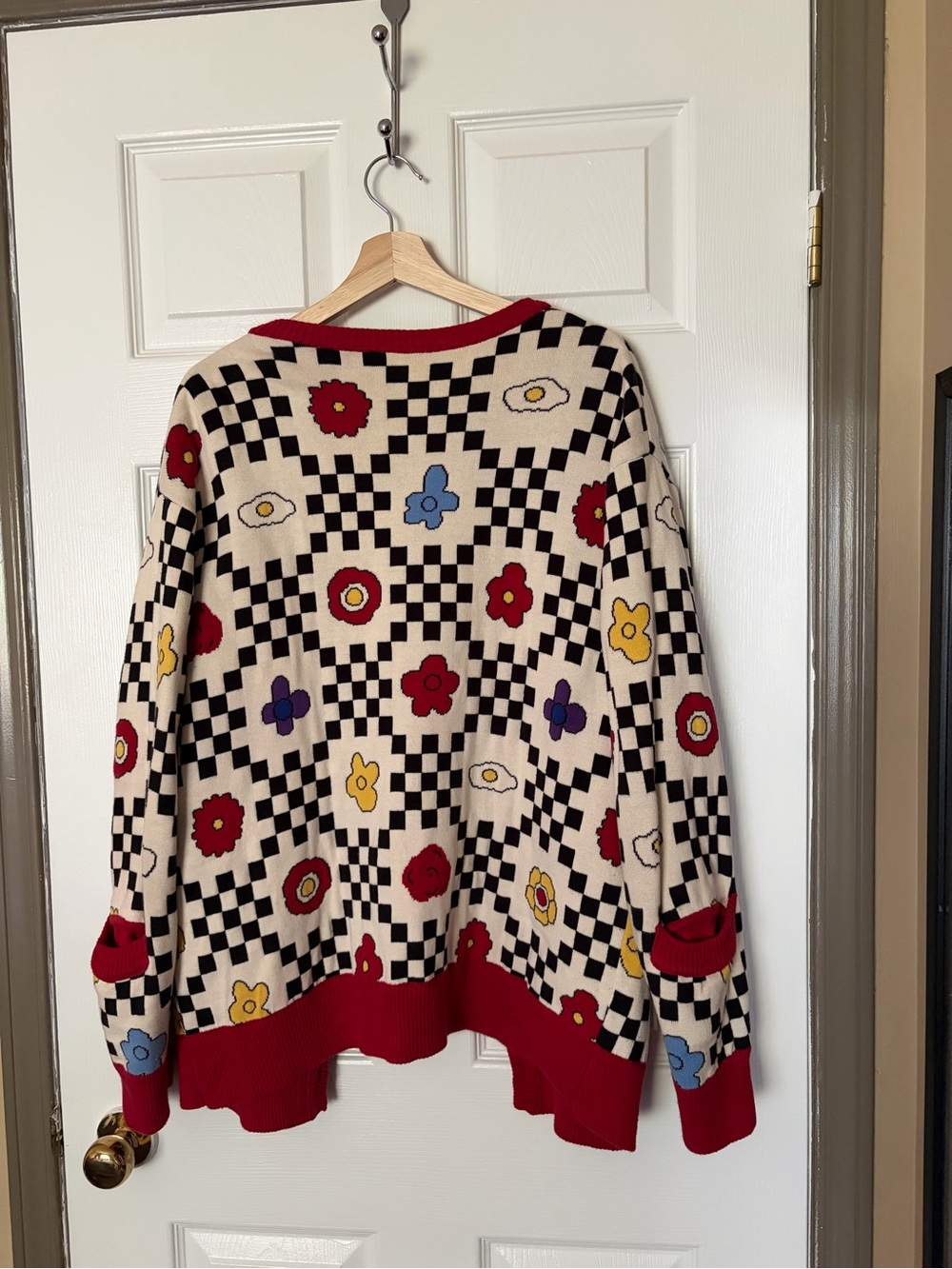 Checker Knit Cardigan Sweater - Picture 2 of 2